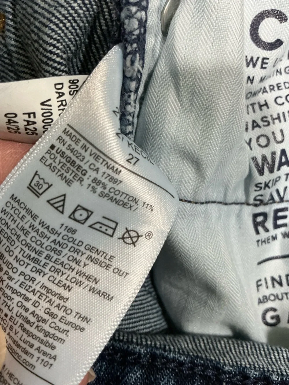 🤎 Gap Women’s 90s Straight Crop High Rise Blue Denim Jeans - 4 / 27 Petite - Picture 4 of 5